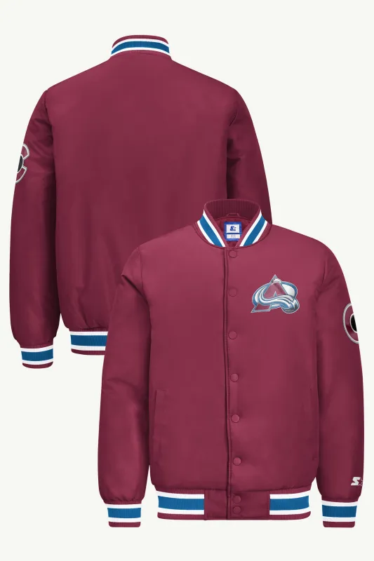 MENS COLORADO AVALANCHE GAME DAY SATIN VARSITY JACKET made by Starter