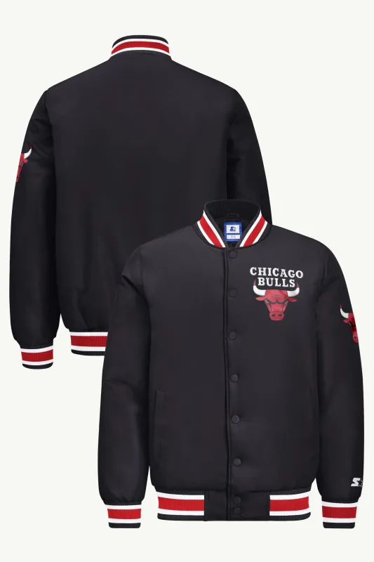 MENS CHICAGO BULLS GAME DAY SATIN VARSITY JACKET made by Starter