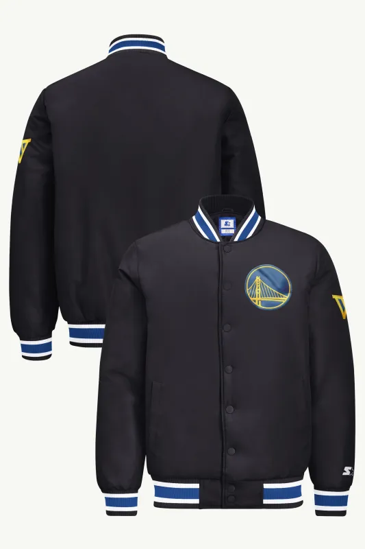 MENS GOLDEN STATE WARRIORS GAME DAY SATIN VARSITY JACKET made by Starter