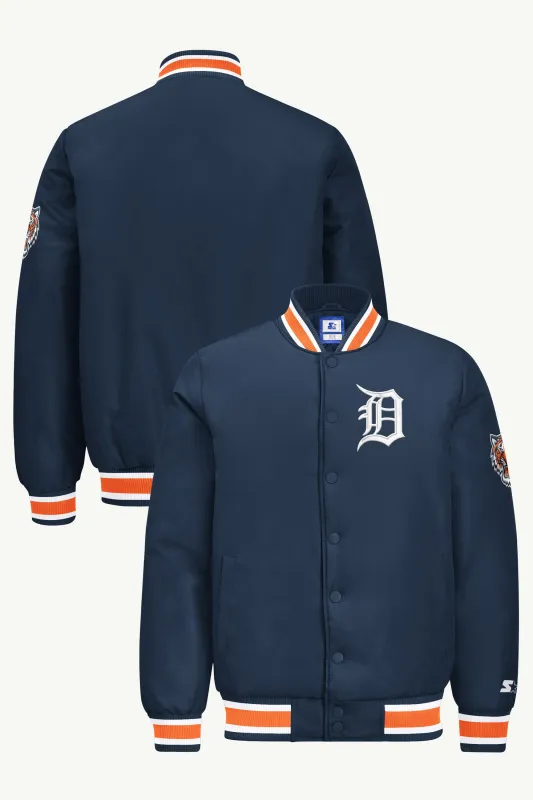 MENS DETROIT TIGERS GAME DAY SATIN VARSITY JACKET made by Starter