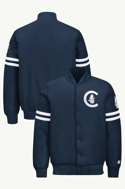 MENS CHICAGO CUBS COOPERSTOWN STRIPE SLEEVE VARSITY JACKET made by Starter