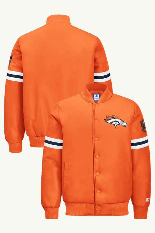 MENS DENVER BRONCOS STRIPE SLEEVE VARSITY JACKET made by Starter