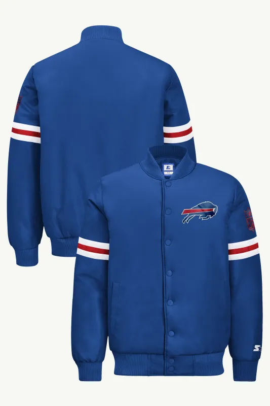MENS BUFFALO BILLS STRIPE SLEEVE VARSITY JACKET made by Starter