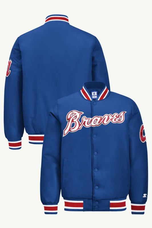 MENS ATLANTA BRAVES COOPERSTOWN ACROSS SATIN VARSITY JACKET made by Starter