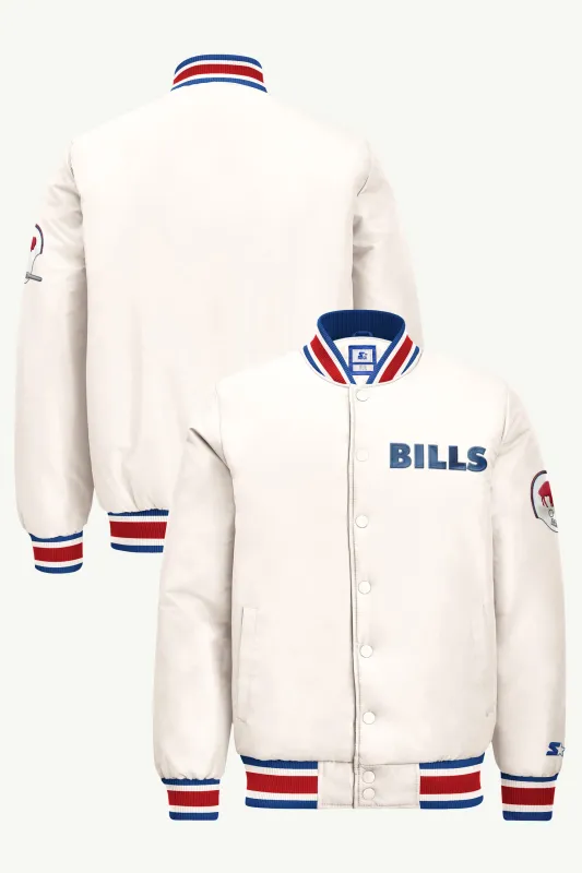 MENS BUFFALO BILLS RETRO GAME DAY SATIN VARSITY JACKET made by Starter