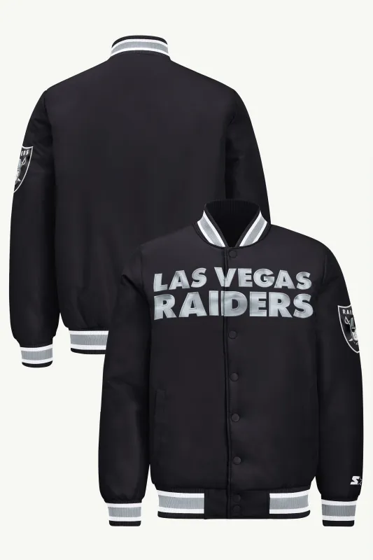 MENS LAS VEGAS RAIDERS ACROSS SATIN VARSITY JACKET made by Starter