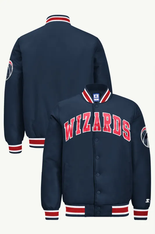 MENS WASHINGTON WIZARDS ACROSS SATIN VARSITY JACKET made by Starter