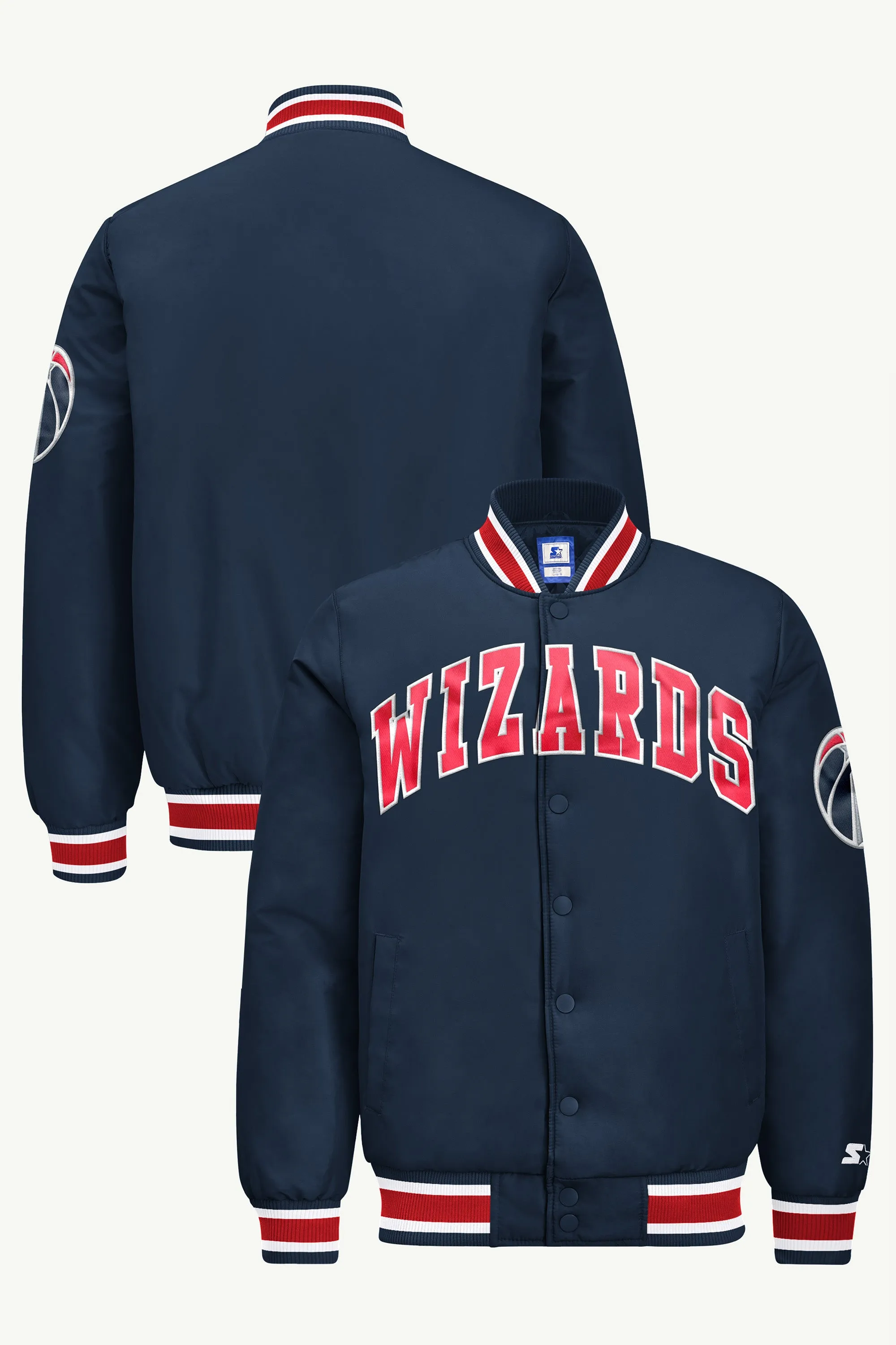 MENS WASHINGTON WIZARDS ACROSS SATIN VARSITY JACKET sold by Starter