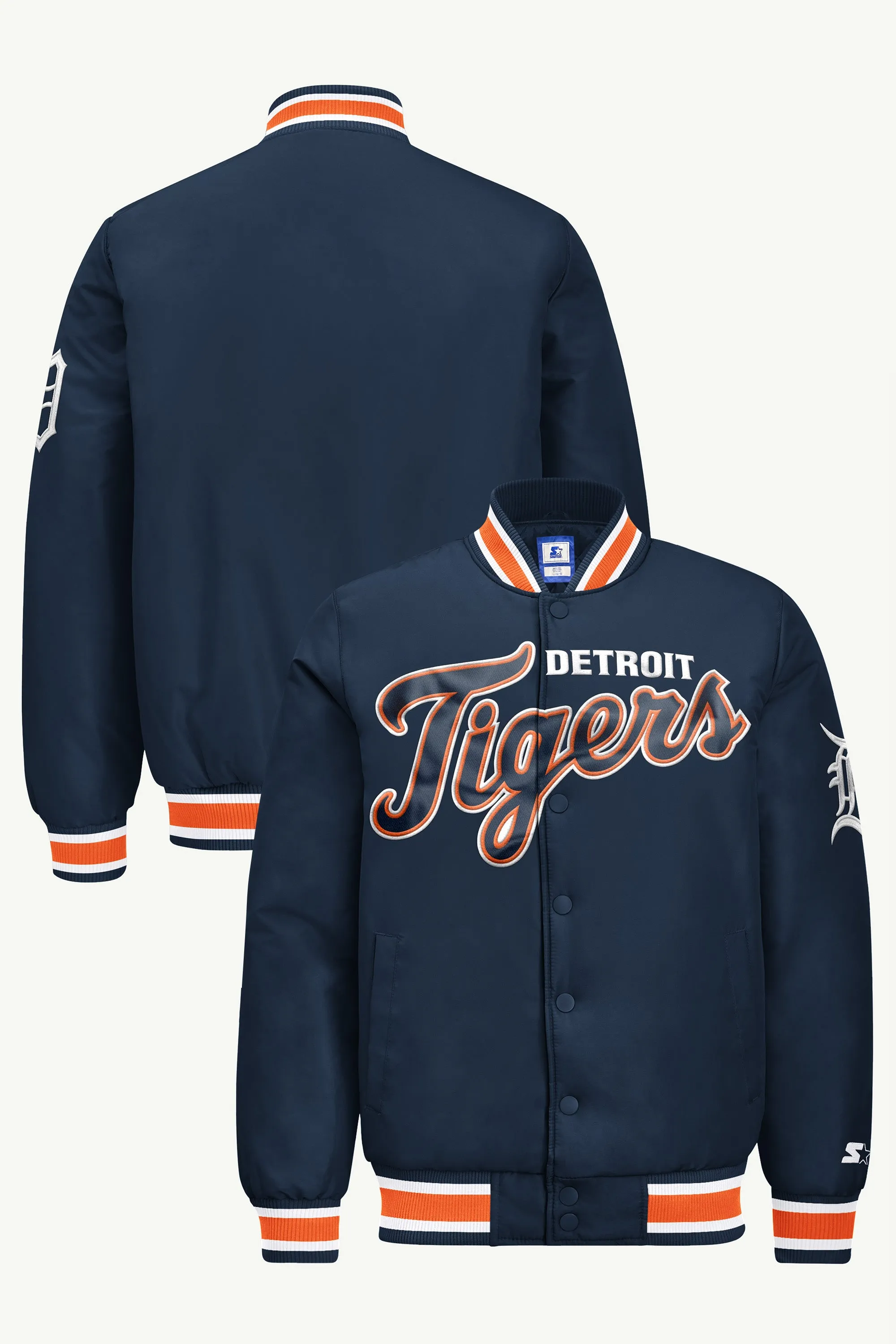 MENS DETROIT TIGERS ACROSS SATIN VARSITY JACKET sold by Starter