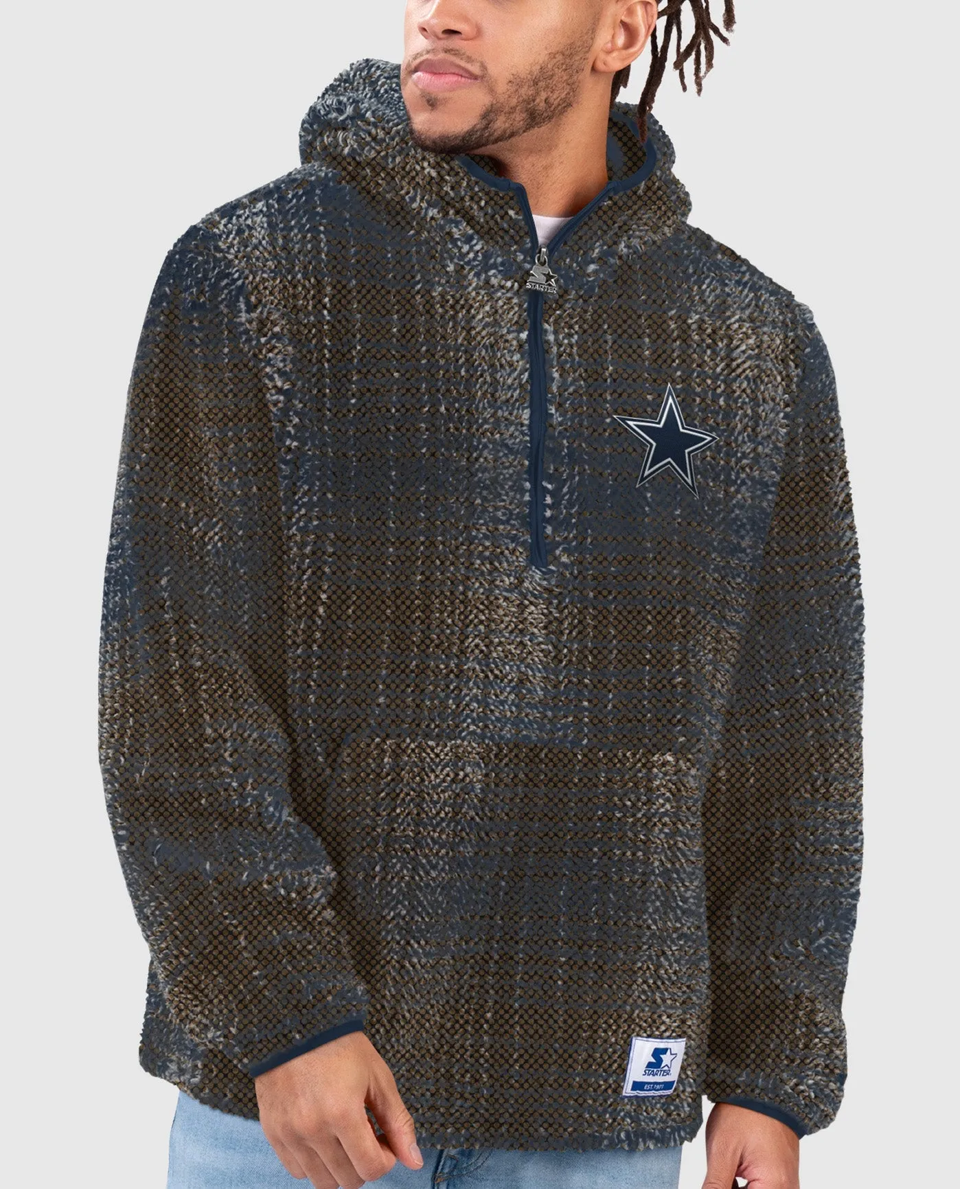 Dallas Cowboys Gus Plaid Sherpa Pullover Jacket sold by Starter