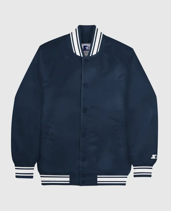 Starter Locker Room Full-Snap Satin Jacket Navy sold by Starter