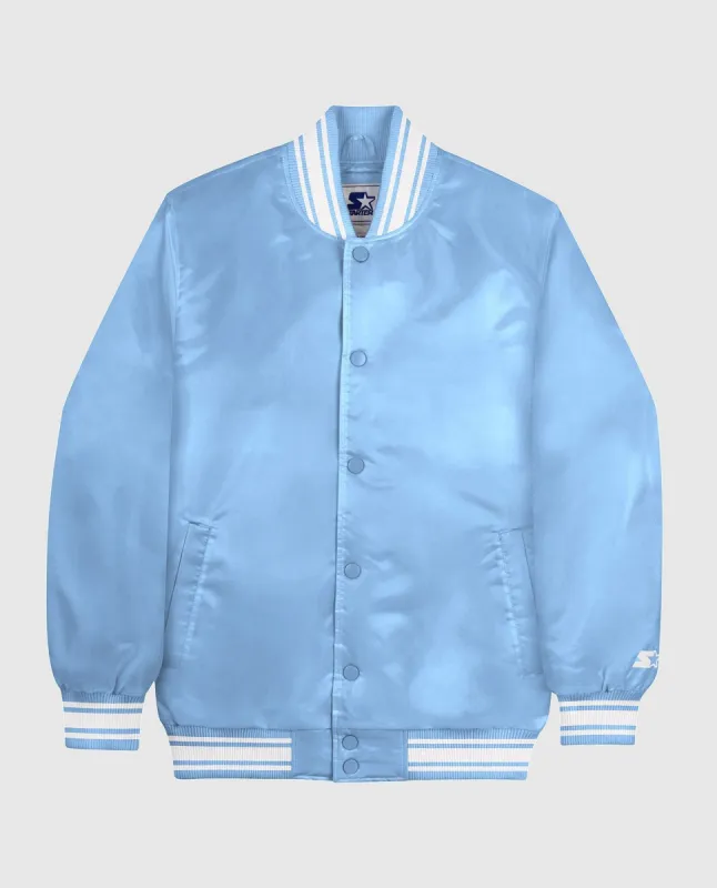Starter Locker Room Full-Snap Satin Jacket Light Blue sold by Starter
