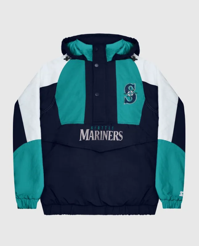 Seattle Mariners Hooded Nylon Half-Zip Jacket sold by Starter