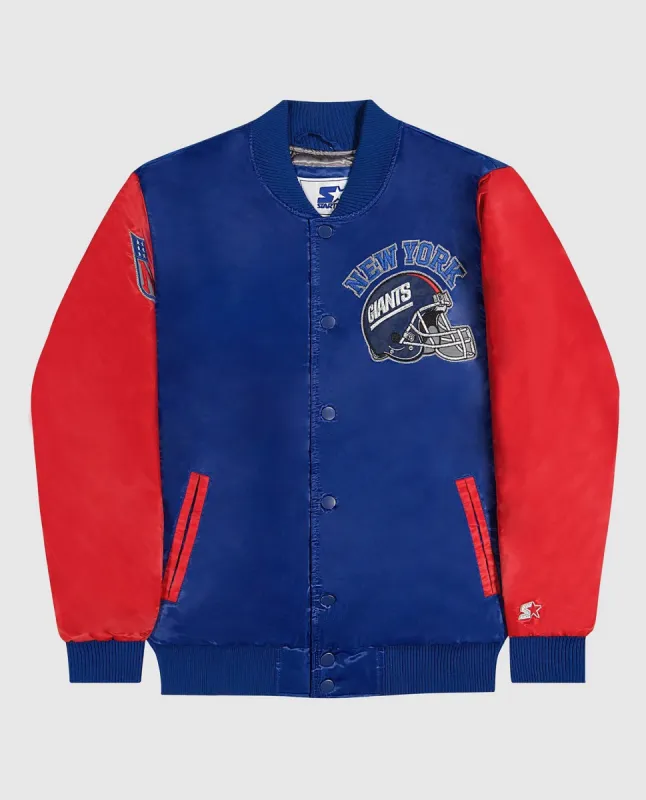 New York Giants Varsity Satin Full-Snap Jacket sold by Starter