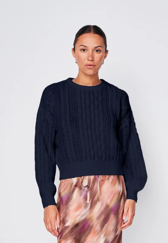 Cable Pullover Sweater in New Navy sold by Stateside