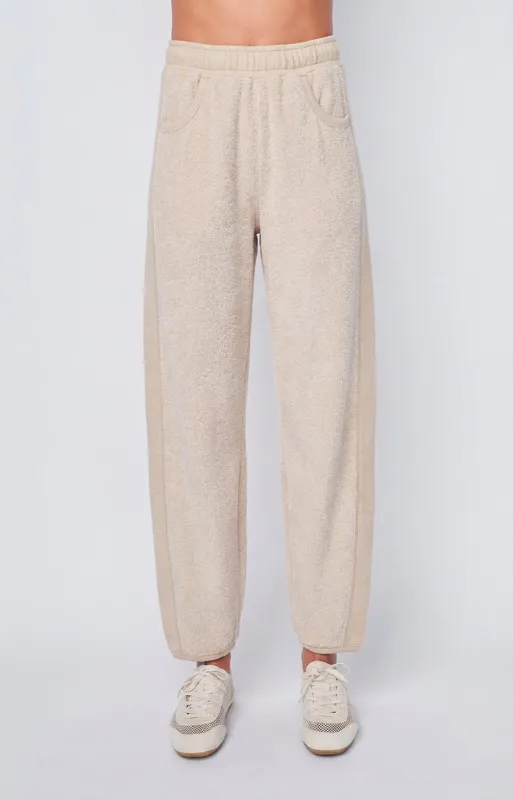 Plush Fleece Barrel Pant in Cream sold by Stateside