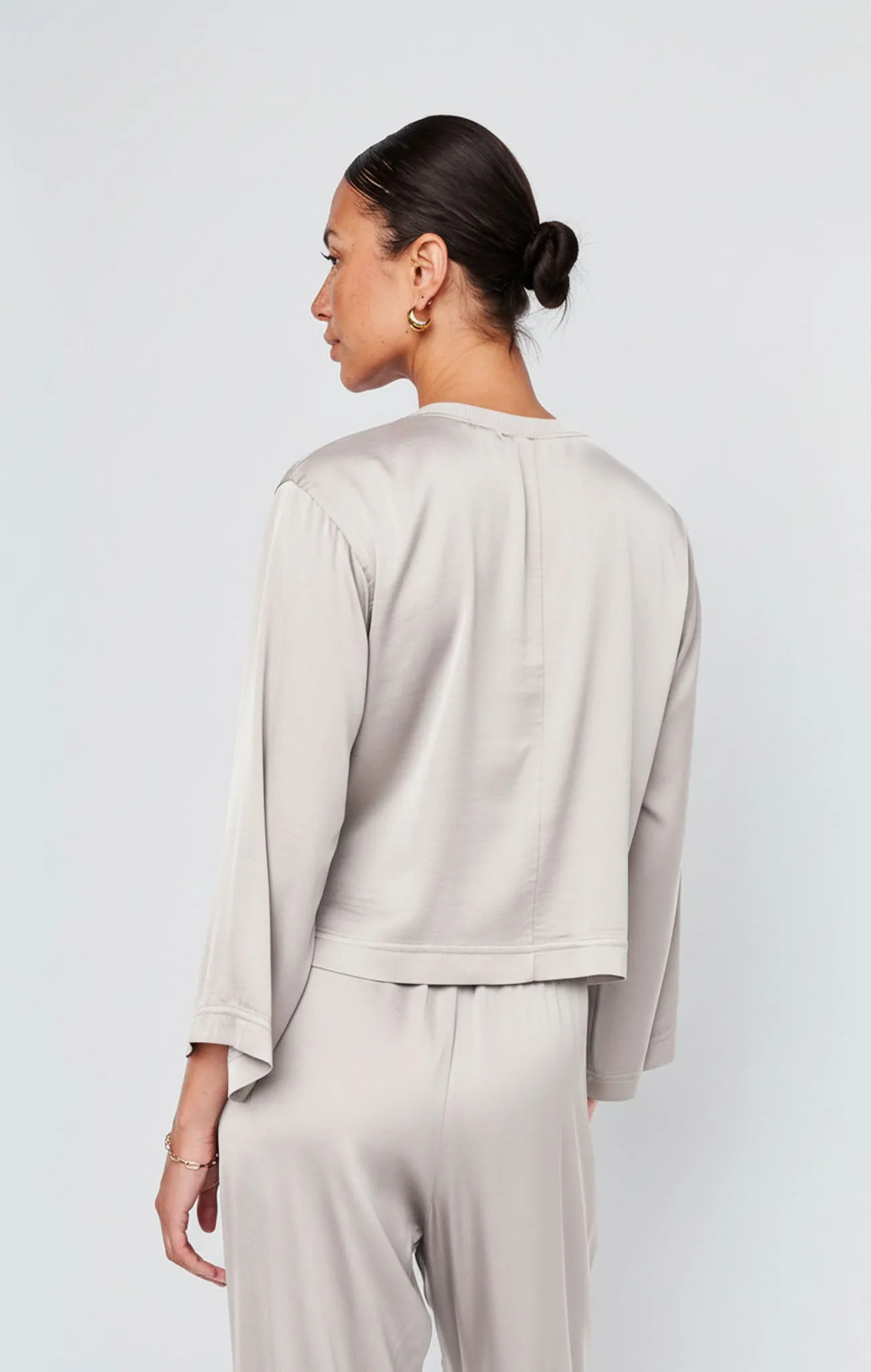 Cosmo Satin Crewneck Top in Cream sold by Stateside product image thumbnail 2