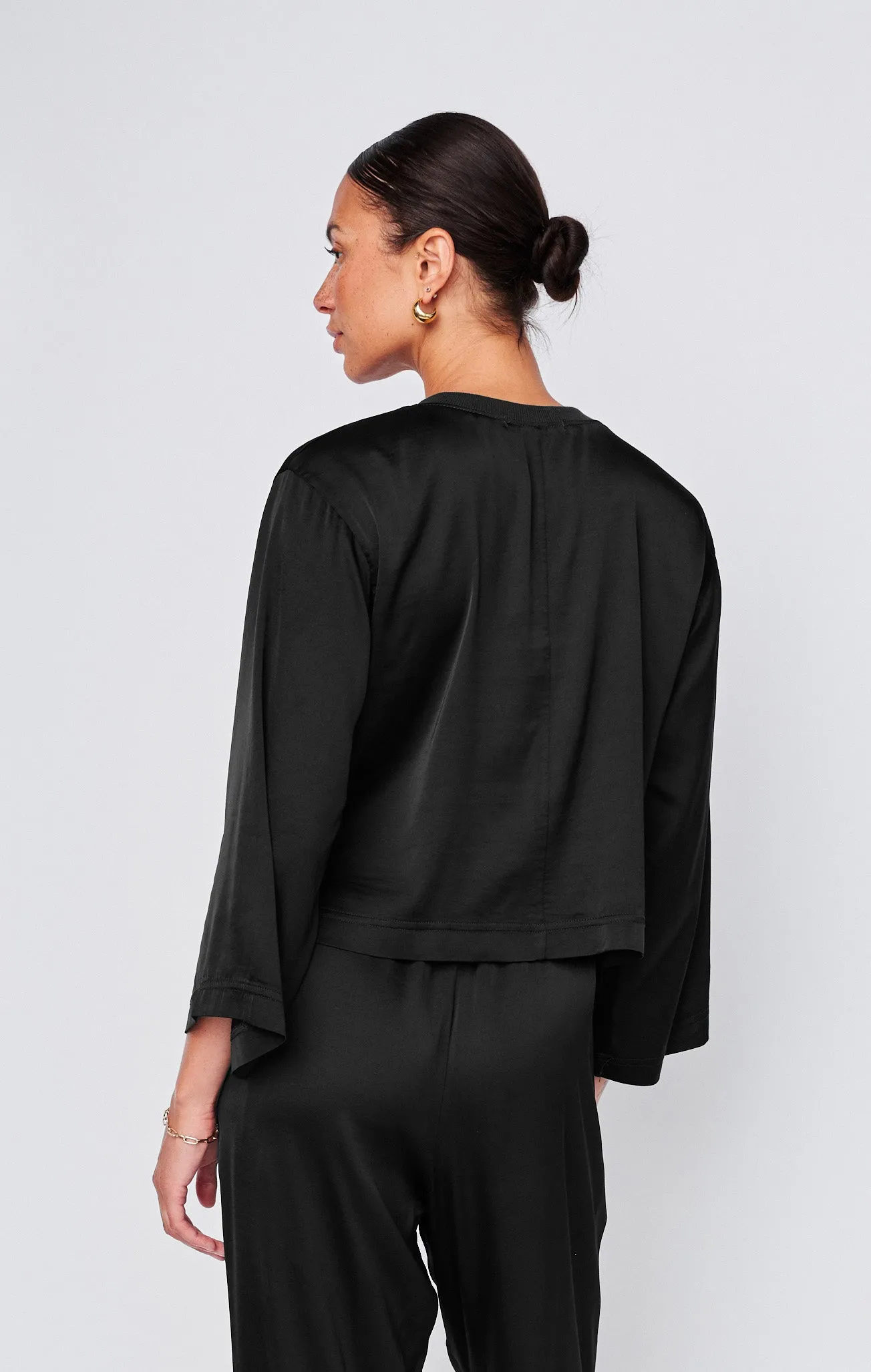 Cosmo Satin Crewneck Top in Black sold by Stateside product image thumbnail 2