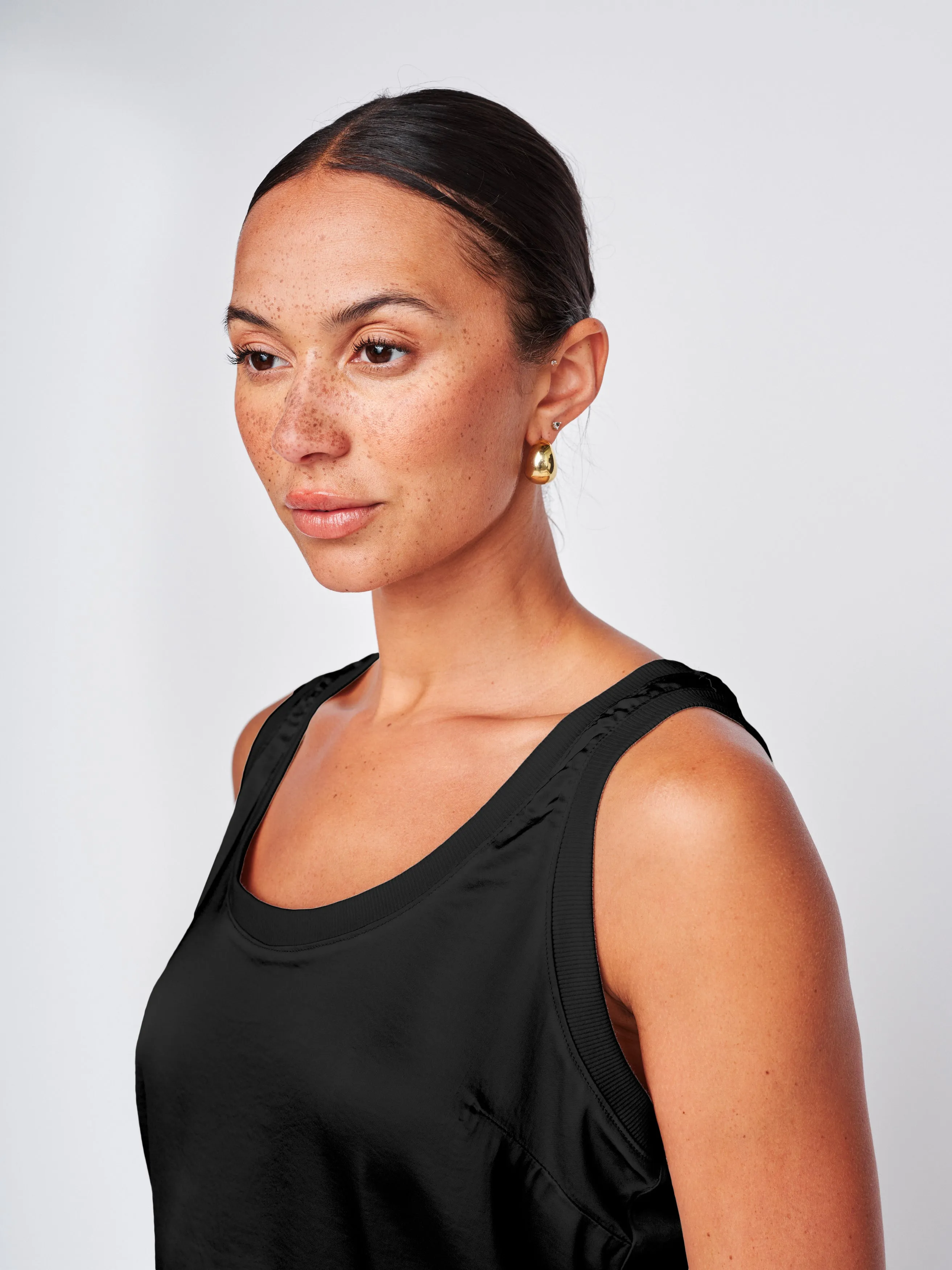 Cosmo Satin Sleeveless Top in Black sold by Stateside product image thumbnail 2