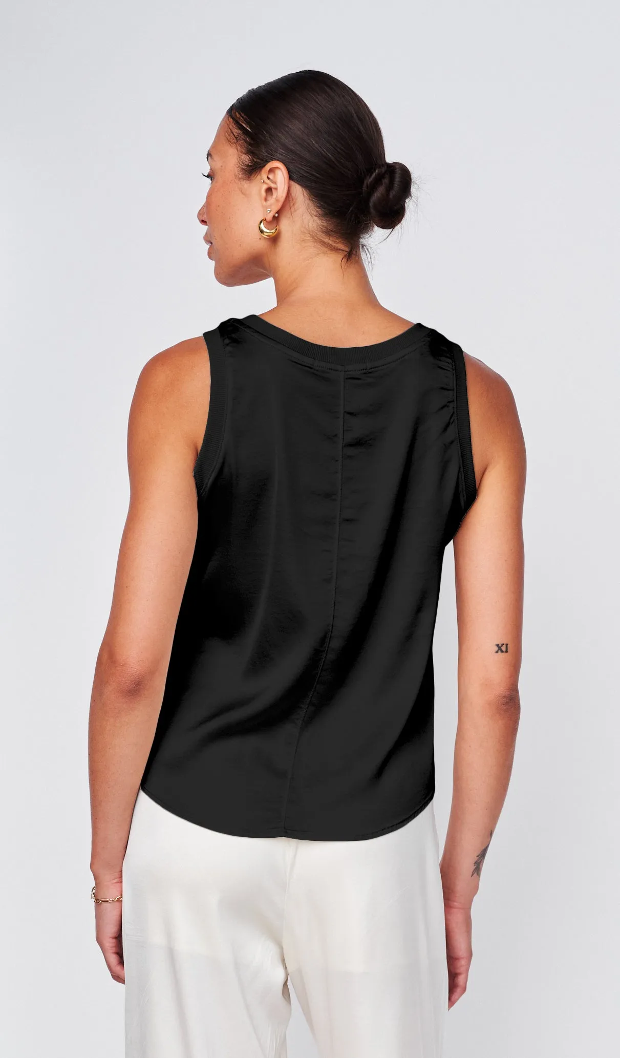 Cosmo Satin Sleeveless Top in Black sold by Stateside product image thumbnail 3
