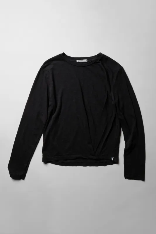 Supima Slub Jersey Long Sleeve Twist Tee in Black made by Stateside