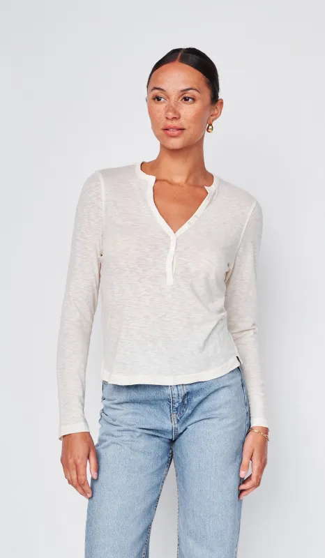 Supima Slub Jersey Henley in White sold by Stateside