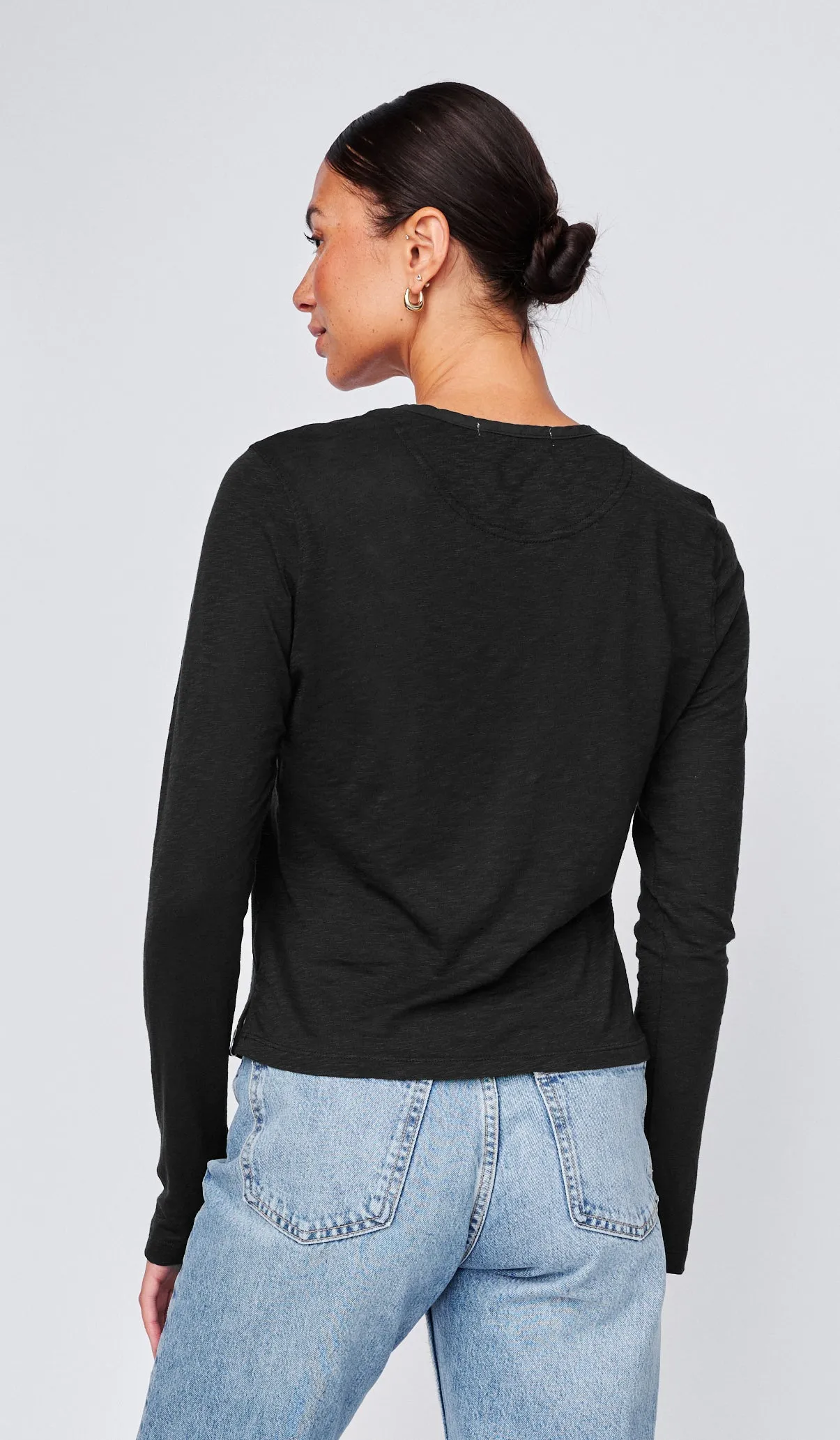 Supima Slub Jersey Henley in Black sold by Stateside product image thumbnail 2