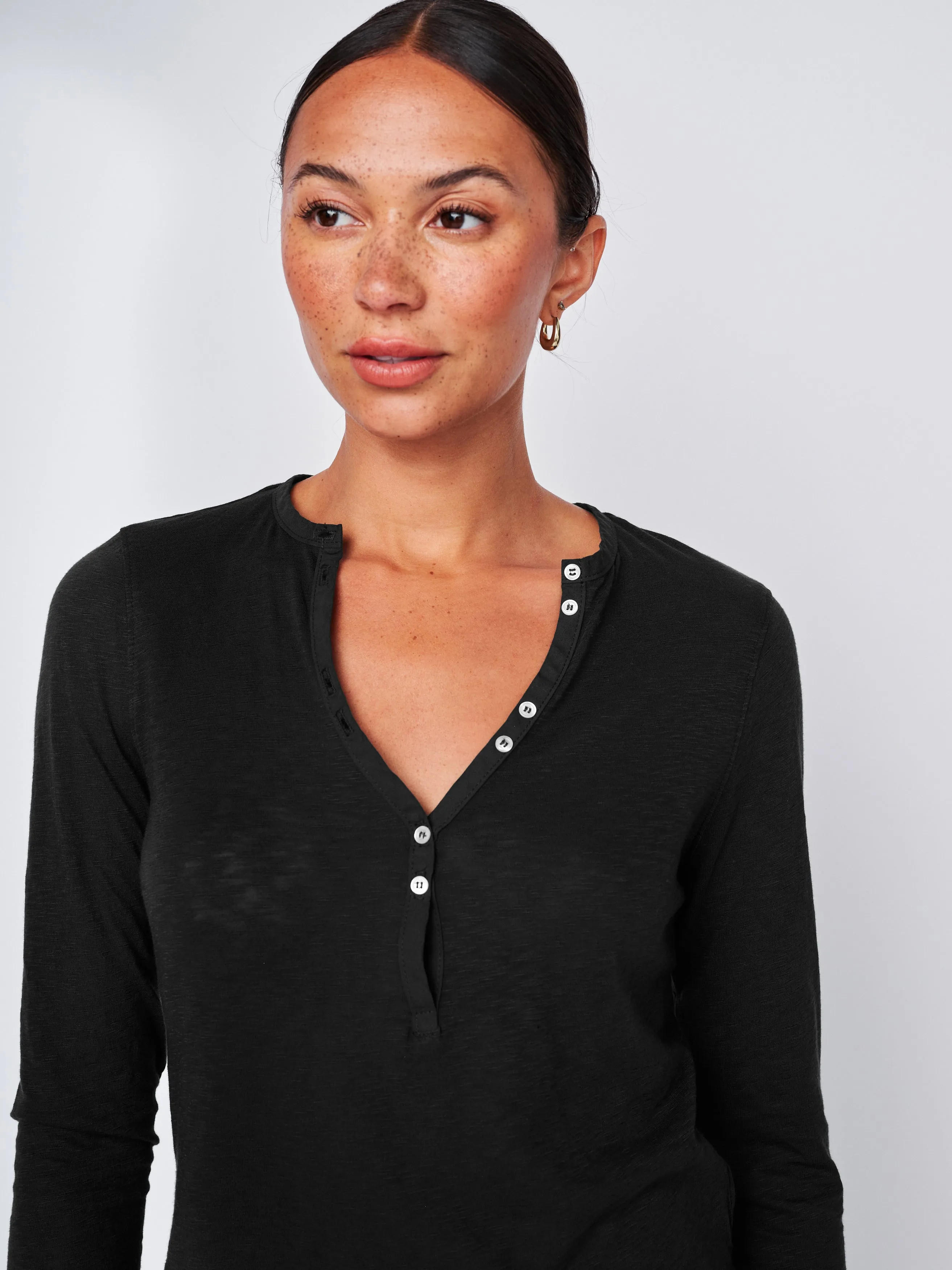 Supima Slub Jersey Henley in Black sold by Stateside product image thumbnail 3