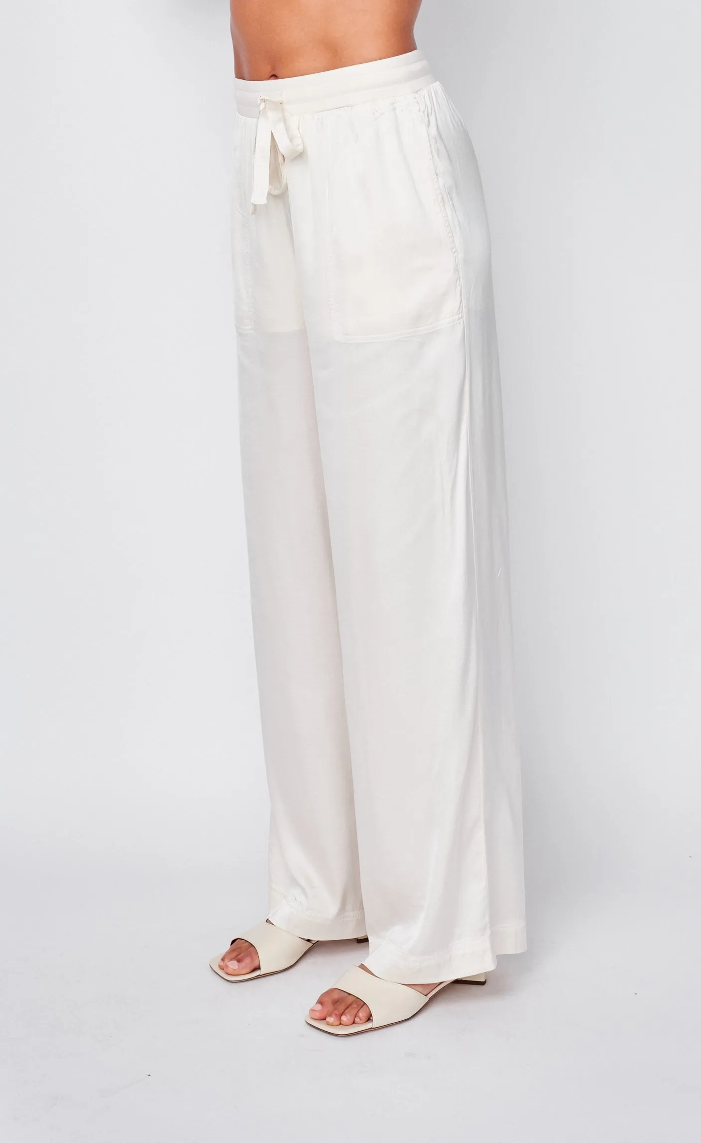 Cosmo Satin Drawstring Pant in Cream sold by Stateside product image thumbnail 2