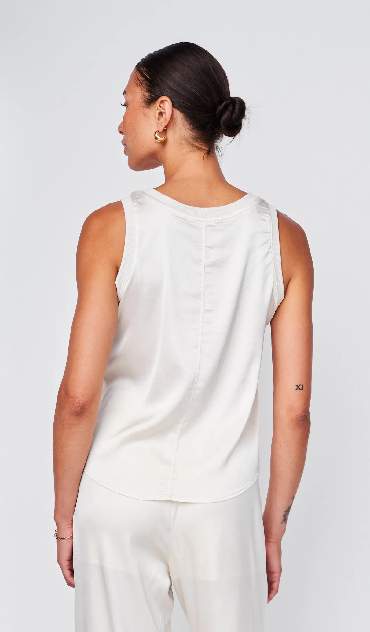 Cosmo Satin Sleeveless Top in Cream sold by Stateside product image thumbnail 3