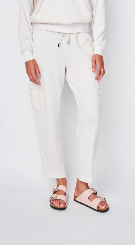 Micro Thermal Cargo Pants in Cream sold by Stateside