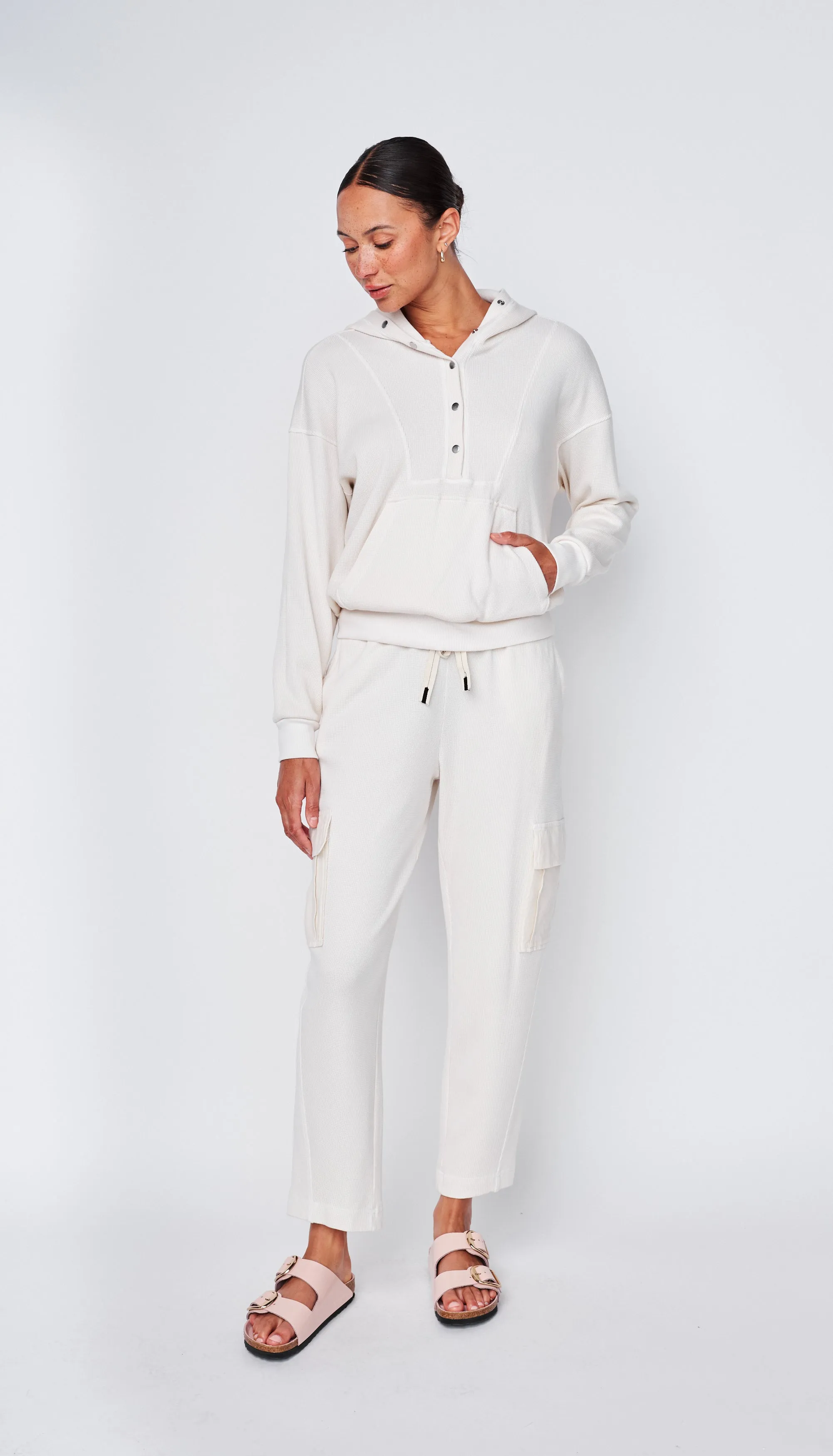 Micro Thermal Hood Pullover in Cream sold by Stateside product image thumbnail 2