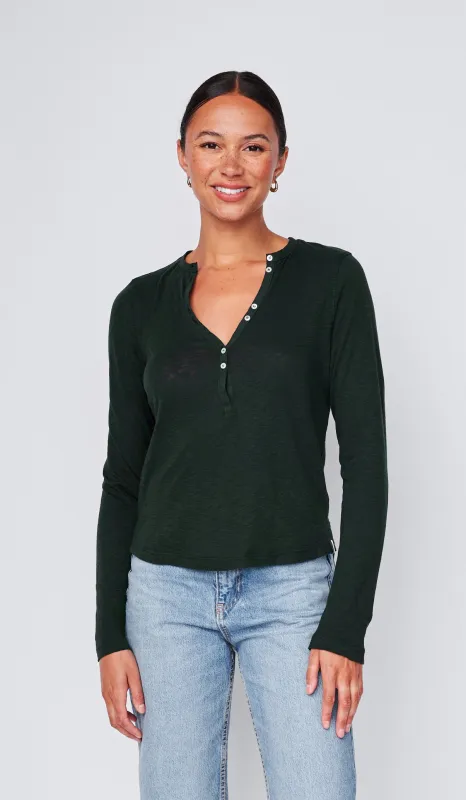 Supima Slub Jersey Henley in Everfall sold by Stateside