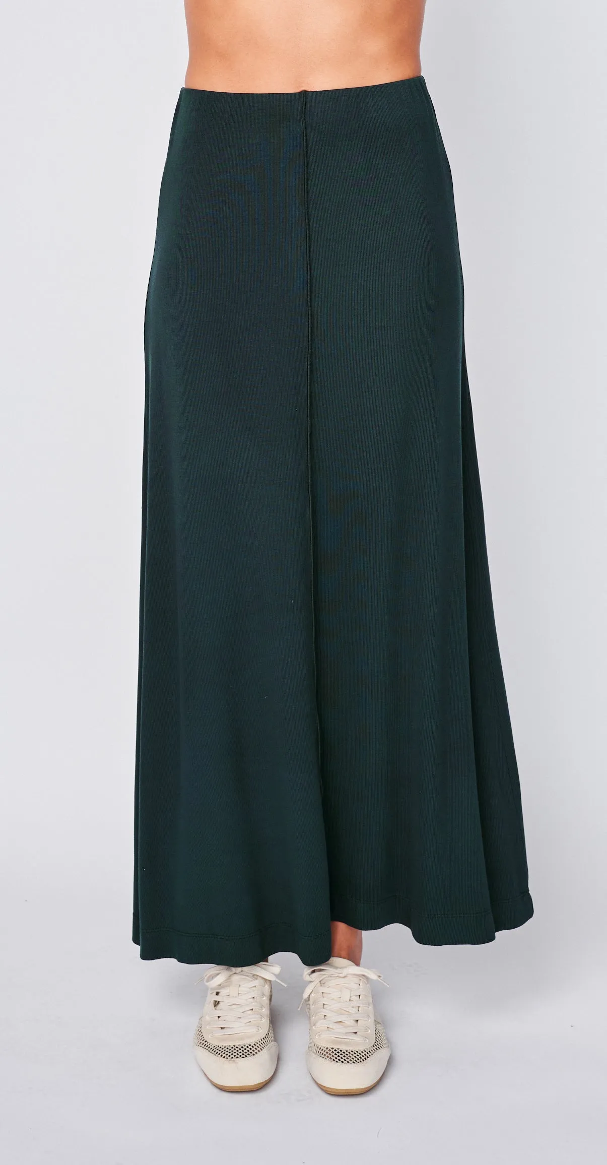 Fine 2X1 Rib Long Sleeve Mock Neck & Fine 2X1 Rib A-Line Maxi Skirt in Everfall sold by Stateside product image thumbnail 3