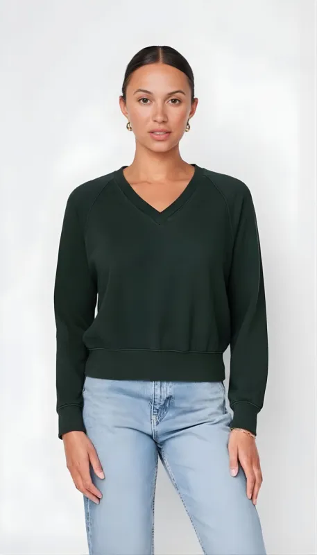 Softest Fleece Raglan V-Neck Pullover in Everfall sold by Stateside