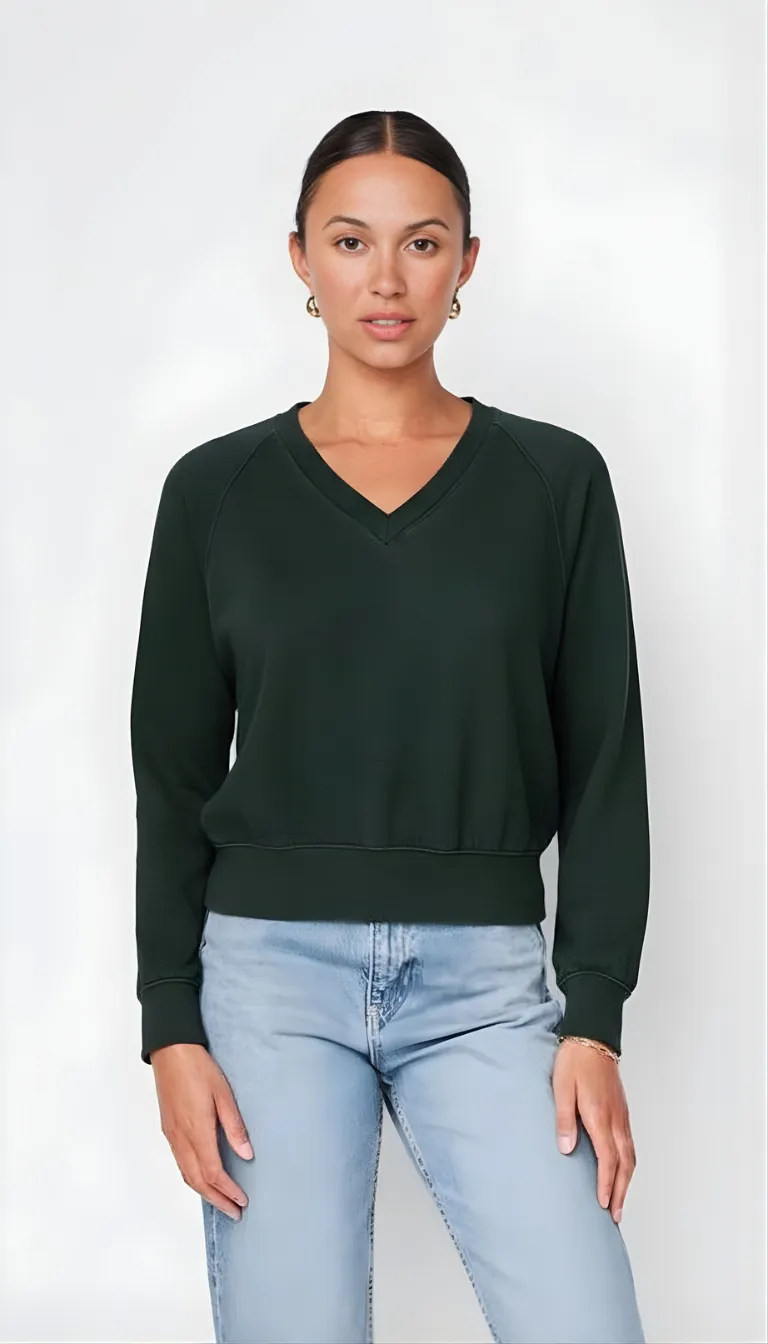 Softest Fleece Raglan V-Neck Pullover in Everfall sold by Stateside