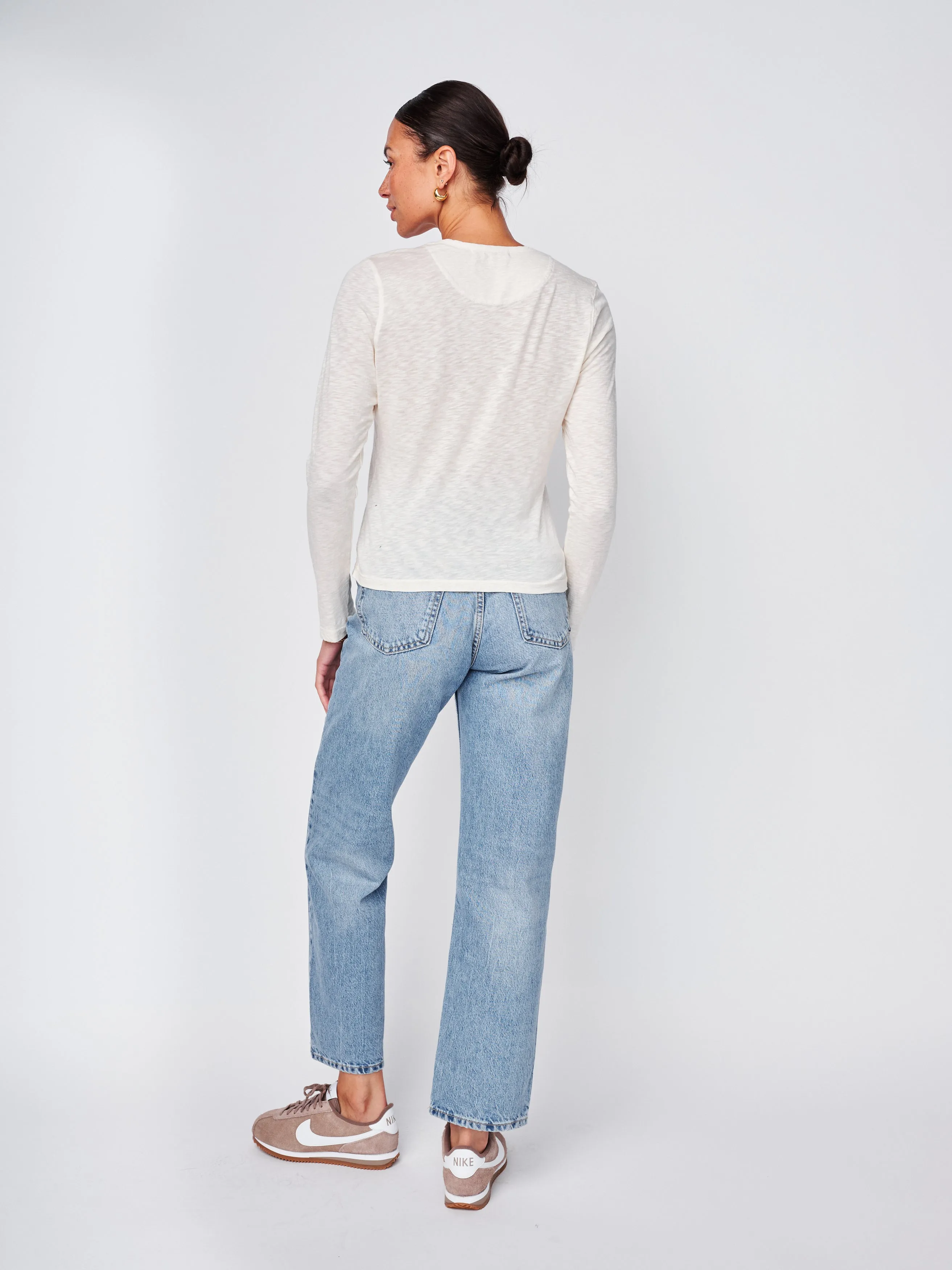 Supima Slub Jersey Long Sleeve Twist Tee in White sold by Stateside product image thumbnail 2