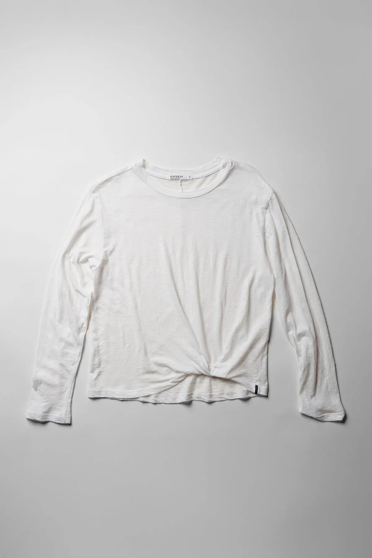 Supima Slub Jersey Long Sleeve Twist Tee in White sold by Stateside product image thumbnail 3