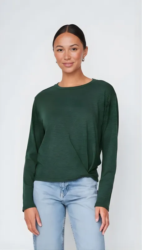 Supima Slub Jersey Long Sleeve Twist Tee in Everfall made by Stateside