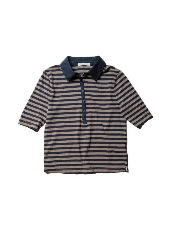 Preppy Stripe Polo Top in Thyme sold by Stateside