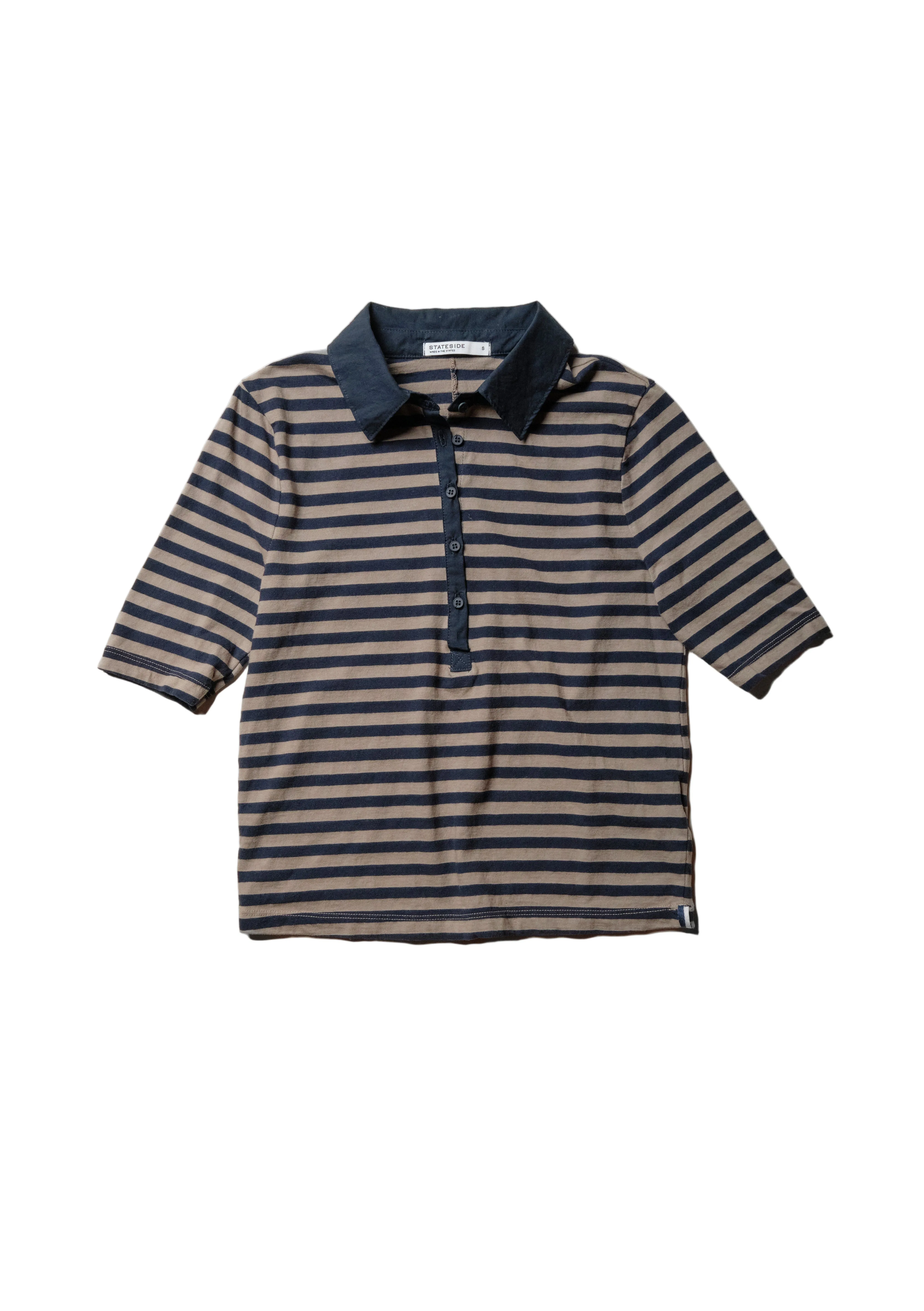 Preppy Stripe Polo Top in Thyme sold by Stateside