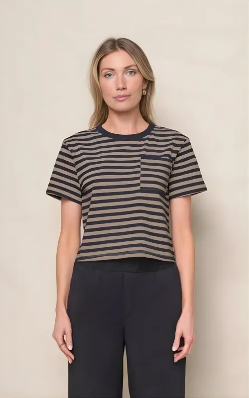 Preppy Stripe Boxy Tee in Thyme sold by Stateside