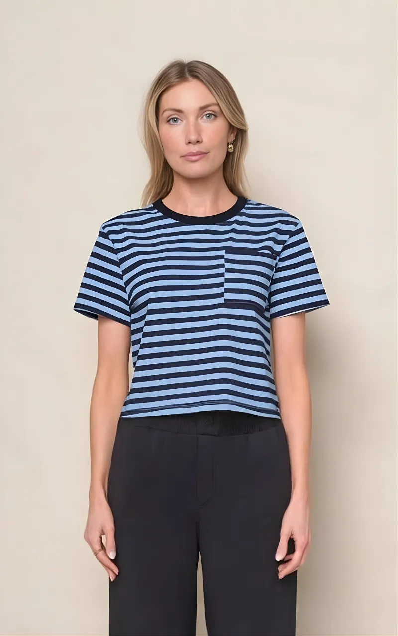 Preppy Stripe Boxy Tee in Blue Topaz sold by Stateside