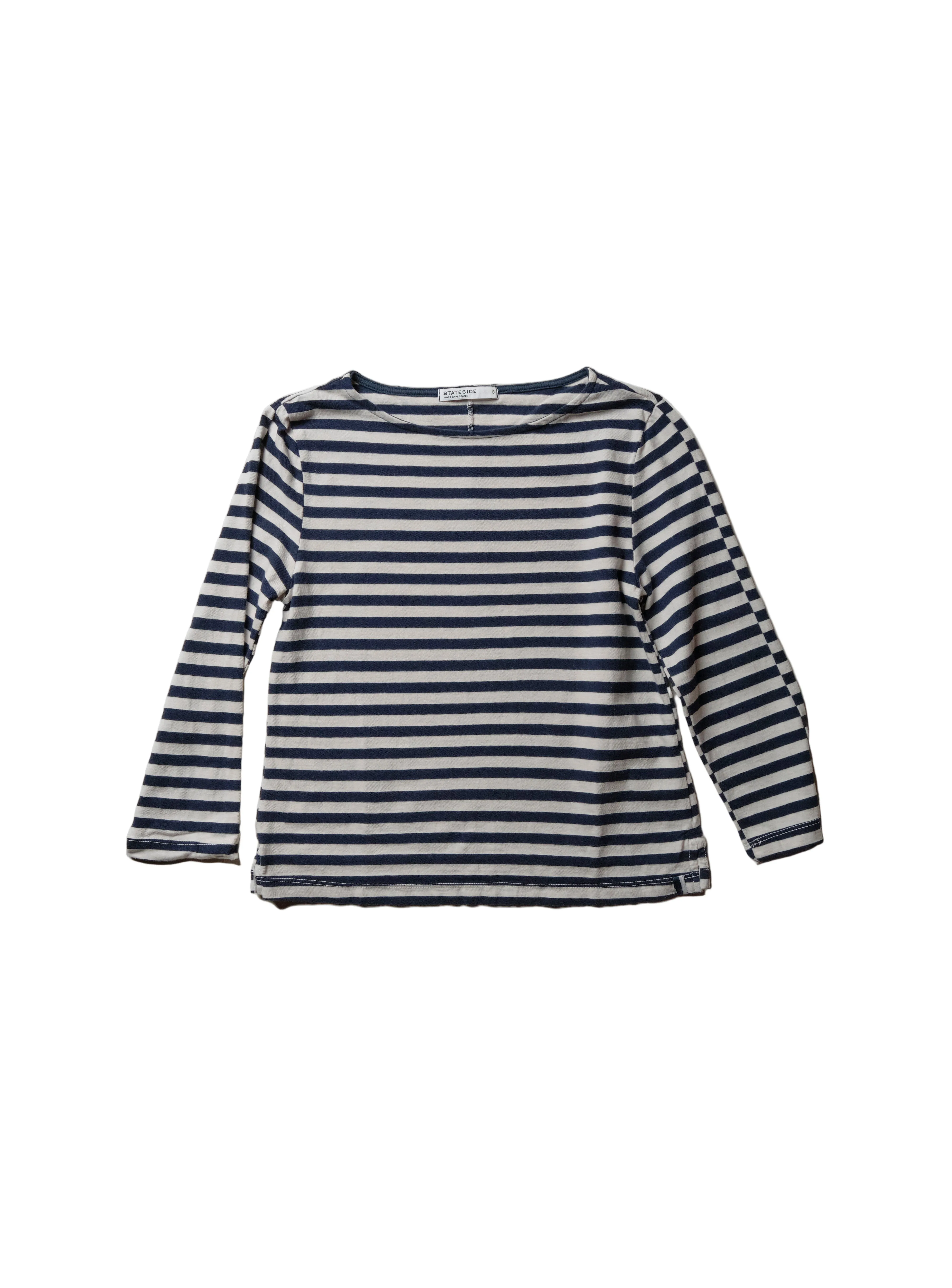 Preppy Stripe 3/4 Sleeve Boatneck Top in Cream sold by Stateside product image thumbnail 3