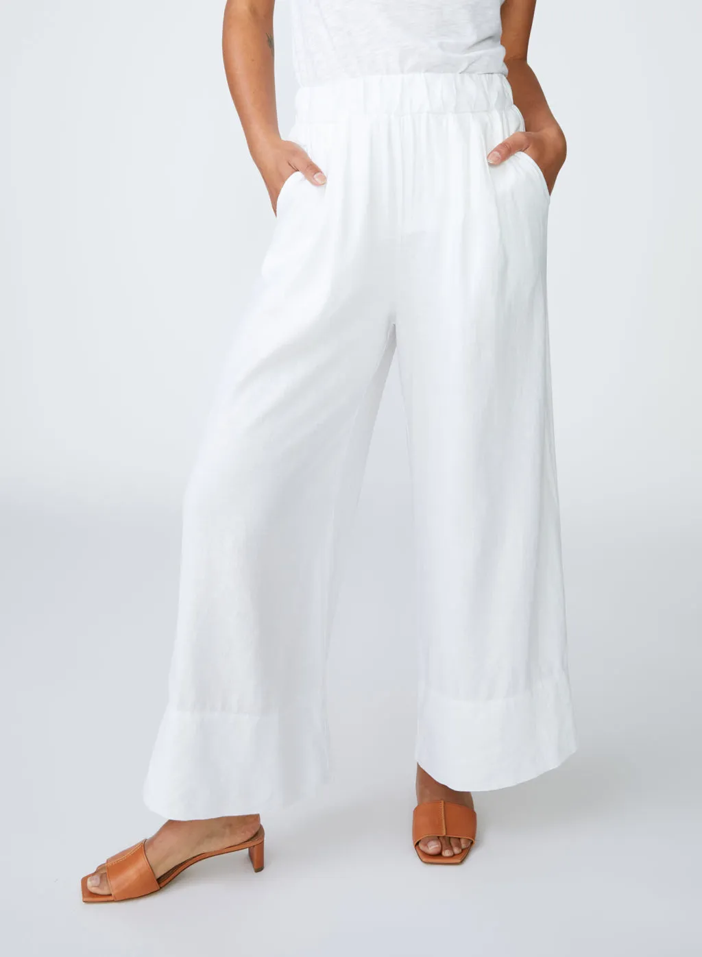 Linen Wide Leg Pant in White sold by Stateside product image thumbnail 5