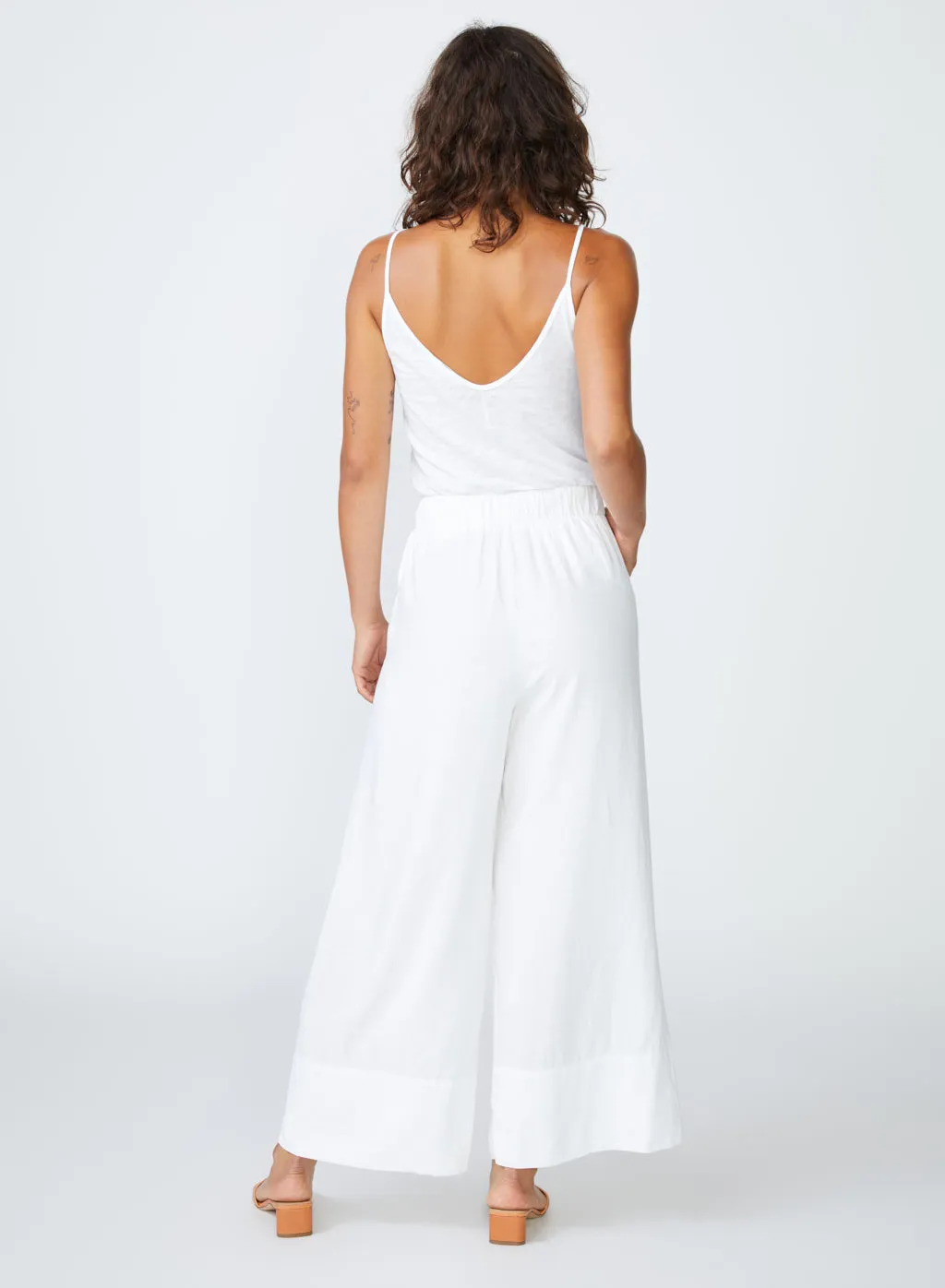Linen Wide Leg Pant in White sold by Stateside product image thumbnail 3