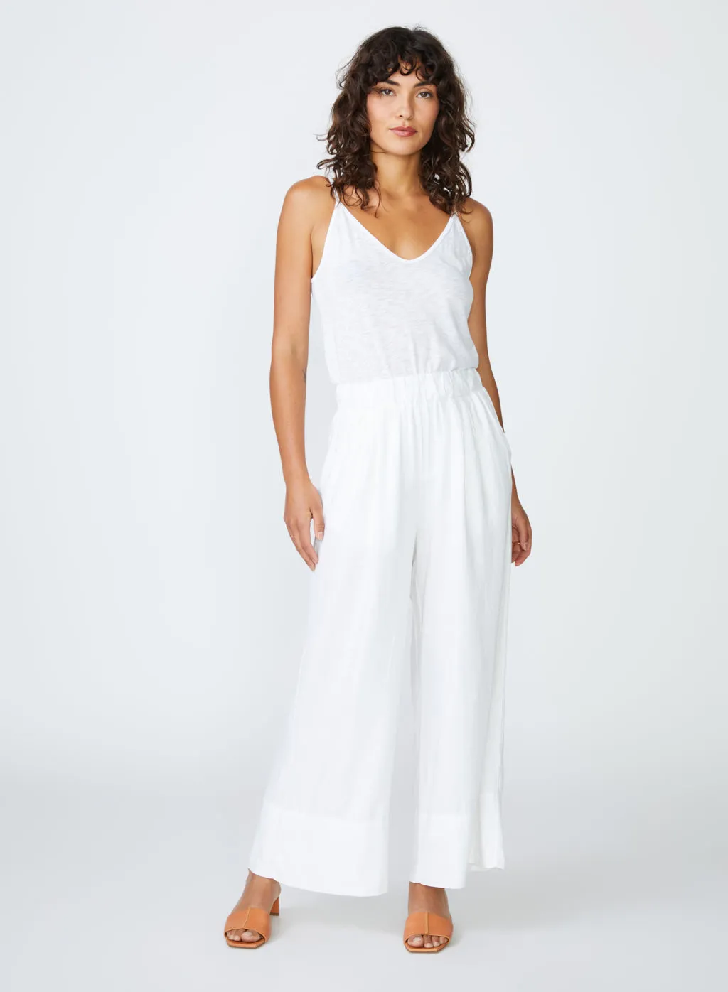 Linen Wide Leg Pant in White sold by Stateside