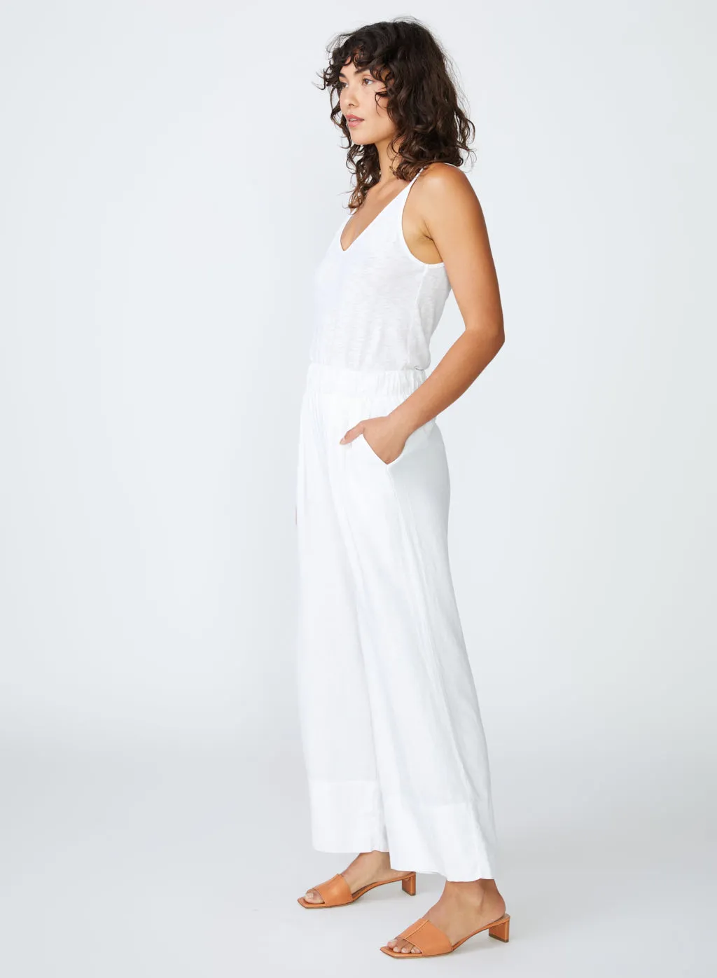 Linen Wide Leg Pant in White sold by Stateside product image thumbnail 2