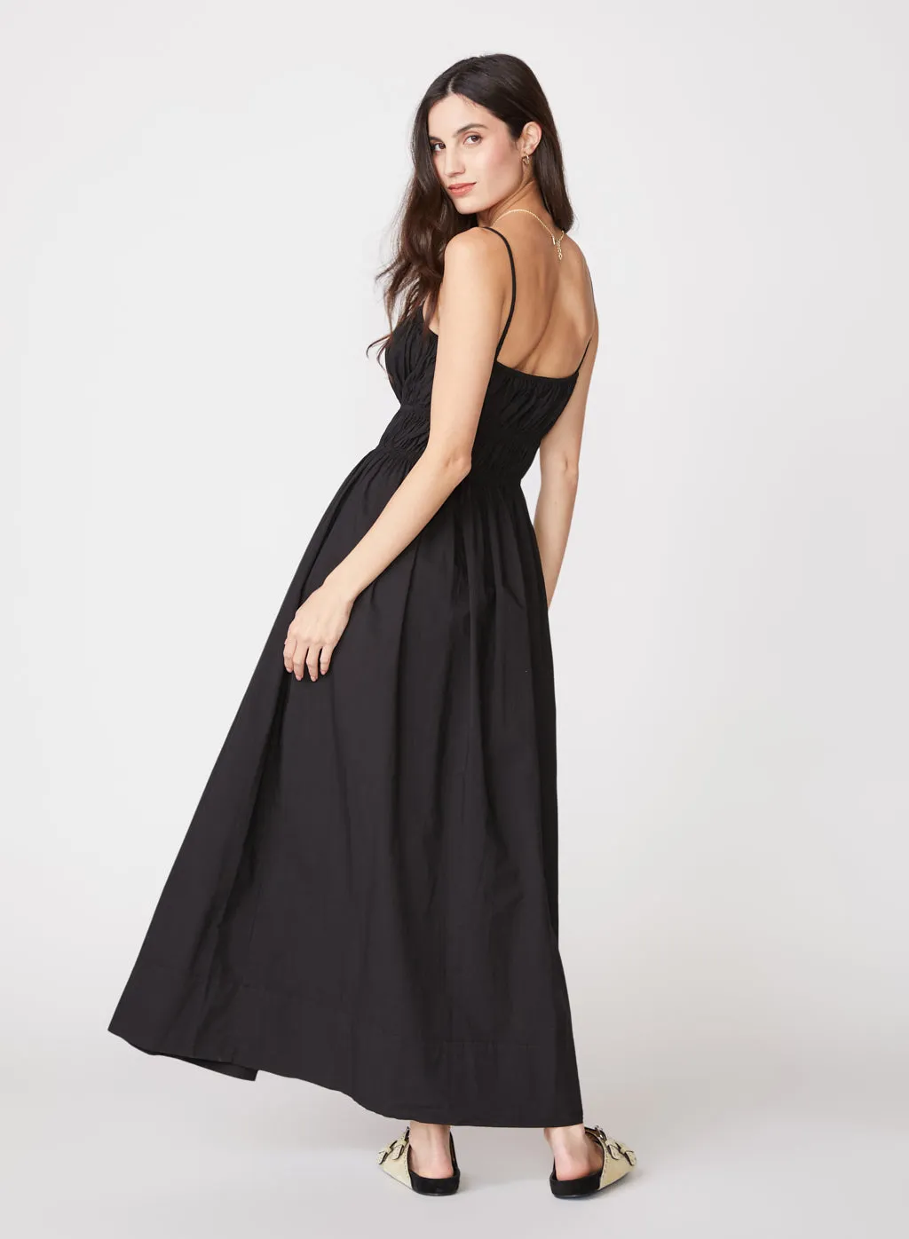 Poplin Smocked Tank Maxi Dress in Black sold by Stateside product image thumbnail 5