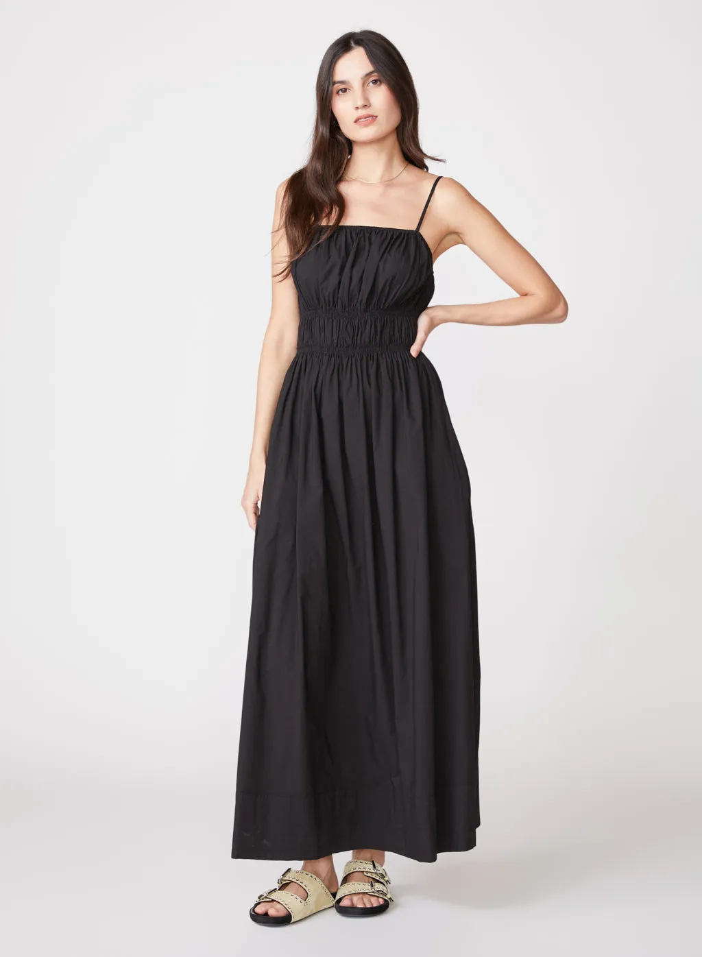 Poplin Smocked Tank Maxi Dress in Black sold by Stateside product image thumbnail 3